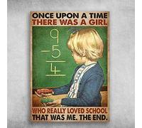 Regreso a la escuela - Once Upon A Time, There was A Girl, Who Really Loved School, That was Me, The End for Street Garage Family Cafe Bar, Farm Country Bath, Decoración de pared, bonito letrero de