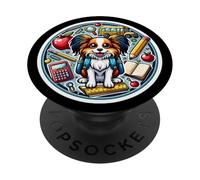 Regreso a la escuela Papillon Dog Boys Girls Dueño Estudiante Niños PopSockets PopGrip Adhesivo
