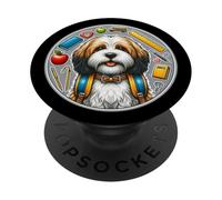 Regreso a la escuela Petit Basset Grifón Vendéen Perro Niño Niña Niño PopSockets PopGrip Adhesivo