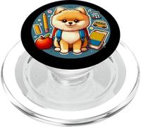 Regreso a la escuela Pomerania Perro Niños Niñas Dueño Estudiante Niños PopSockets PopGrip para MagSafe