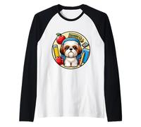 Regreso a la escuela Shih Tzu Perro Niños Niñas Dueño Estudiante Niños Camiseta Manga Raglan