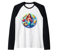 Regreso a la escuela sirena niñas estudiante primer día 100 días lindo Camiseta Manga Raglan