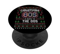 Regreso a los años 80 Navidad Retro Feo suéter de Navidad Nostalgia PopSockets PopGrip Adhesivo