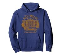 Regreso al Futuro Visite Hill Valley Un Buen Lugar para Vivir Sudadera con Capucha, Unisex para Adultos, Azul Marino, L