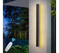 Regulable Apliques Pared Interior Exterior con Mando a Distancia Barra Negro IP65 Impermeable Up Down Lámpara de Pared Estrechos Bañadores de Pared LED Metal Salón Dormitorio Pasillo Mesilla,150cm