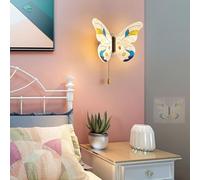 Regulable Luz Aplique de Pared Dormitorio Niña con Interruptor Interior LED Lámparas de Cabecera Diseño Mariposa 3 Temperatura Color Iluminación de Pared Decoración para Habitación Infantil (1 Pieza)