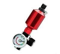 Regulador de aire G1 4 con medidor de presión visual y perilla dorada compatible con estándar para entradas de aire de pulverización y accesorios neumáticos (rojo)