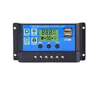 Regulador de carga solar, 12/24 V, panel solar, controlador inteligente, con pantalla LCD 5 V, doble puerto USB (20 A)