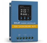 Regulador de carga solar 150A 12V 24V 36V 48V Indicador LCD de reconocimiento inteligente Regulador inteligente de batería Máx. 100V Entrada doble USB para baterías de plomo/litio