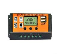 Regulador de carga solar con pantalla LCD, 12 V/24 V automático, doble puerto USB y CC, protección contra sobrecarga para baterías de plomo-ácido/litio, naranja (10 A)