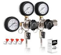 Regulador de CO2 para doble grifo Kegerator 0-60psi Regulador de cerveza de doble salida, regulador de barril de 0-3000 psi CGA-320, regulador de presión de gas de cerveza, regulador C02 para torre de