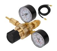 Regulador de Gas Argón CO2 con Manguera de 2 Metros, Medidor de Presión, Entrada CGA580, Salida 5/8-18unf, Presión de Entrada 0-315BAR y Salida 0-10BAR - Material de Lató