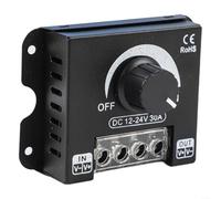 Regulador de intensidad LED 12 V-24 V 30 A, regulador de color individual con botón giratorio, carcasa de aluminio para control de brillo PWM para tiras LED, color negro, 86 x 62 x 20 mm