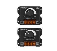 Regulador de luz LED de 2 unidades, controlador de atenuación DC 12V-24V 30A PWM, interruptor de encendido/apagado de ajuste de la perilla del atenuador, con carcasa de aluminio