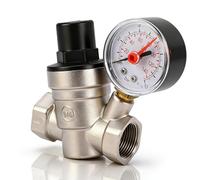 Regulador De Presion Agua DN15 1/2 Pulgada, Reductor De Presion De Agua Valvula Reductora De Presion Con Filtro Y ManóMetro, VáLvula Reguladora De PresióN De Agua Para Grifo De Riego De JardíN