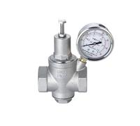 Regulador De Presion Agua Válvula reductora de presión agua acero inoxidable 304 con manómetro, válvulas alivio reguladoras DN15-DN40 para Residencias(DN25-length 85mm)