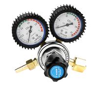 Regulador de Presión CO2, Cilindro Modelo QF-2 Cabeza Plana Reductor CO2 Dióxido Carbono Bombona Doble Calibrador Válvula Regulación Seguridad Botella Manometro Máquina Soldadura para Gas Protección