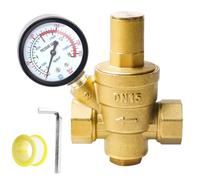 Regulador de presión de agua 1/2 pulgadas DN15 con manómetro, regulador de presión de agua de latón, regulador de presión de agua ajustable, regulador de presión de 1,6 MPa y herramienta de ajuste