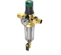 Regulador de presión de agua con manómetro, filtro de sedimentos giratorio de acero inoxidable 316, sistema de ultrafiltración reutilizable para eliminación de óxido, compatible con tubos de 1/2 3/4
