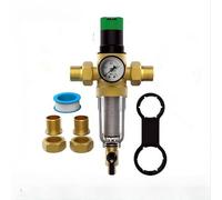 Regulador de presión de agua con manómetro, filtro de sedimentos giratorio reutilizable, malla de acero inoxidable 316, 0.1-0.8 MPa, para tubo de 1/2 3/4 pulgadas (1/2 pulgada)