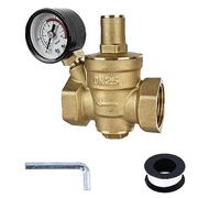 Regulador de presión de agua de 1 pulgada con manómetro: HOMURY DN25 reductor de presión de agua, regulador de presión de agua ajustable, reductor de presión de agua, 100% latón de alta dureza