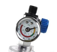 Regulador de presión de aire de alto flujo con manómetro para control - Controlador de presión neumática de 0 a 140 PSI con 1/4 pulgadas para ajuste NPT, construcción de metal, (azul)