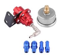 Regulador de presión de combustible ,160 psi relación ajustable 1 :1 regulador de presión de combustible de aluminio universal kit de indicador de aceite para automóvil de turbina (rojo)