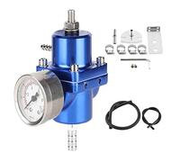 Regulador de presión de combustible, regulador de presión de combustible universal FPR de aleación de aluminio con manguera de calibre 0-140psi ajustable(azul)