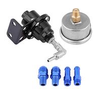 Regulador de Presión de Combustible, Reguladores de Voltaje Powersports, Universal Coche de Aluminio 160Psi Ajustable 1: 1 Regulador de Presión de Combustible Kit de Medidor de (Negro)
