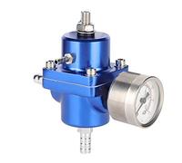 Regulador de presión de combustible universal, aleación de aluminio Regulador de presión de combustible universal FPR con manguera de calibre 0-140psi ajustable(azul)
