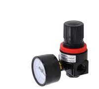 Regulador de presión del compresor de aire con manómetro de 1/4 pulgadas para puerto NPT 20-100 PSIG, kit de montaje en pared ajustable negro industrial neumático
