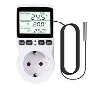 Regulador de temperatura digital, 250 V, enchufe de calefacción, termostato con sonda, enchufe y sonda, pantalla LCD para reptiles, invernaderos, acuarios, terrarios