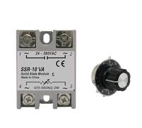Regulador de voltaje de relé de estado sólido SSR-10VA SSR-25VA SSR-40VA SSR Salida CA 24-380 V + potenciómetro for controlador de temperatura PID(No Potentiometer,SSR-25VA)