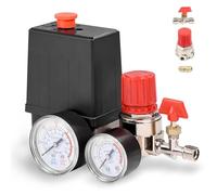 Regulador Del Compresor De Aire, Válvula Reguladora De Presión Preciva Estándar Válvula De Control Del Interruptor De Presión Del Compresor De Aire 0.05-1.2Mpa Con Manómetros Para Compresor De Aire