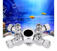 Regulador distribuidor de peces CO2, distribuidor de aleación de aluminio CO2, distribuidor de 2 vías para acuarios, con diseño antideslizante y válvula de aguja, estructura de aleación de aluminio