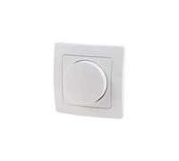Regulador empotrable de 20W a 300W, control de intensidad, ideal para ajustar luz en espacios interiores y exteriores.