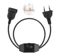 Regulador LED con Interruptor Rotativo, Cable 1M Negro 220-250V 100W Máx, Dimmer Silencioso con Enchufe Europeo para Lámparas y Bombillas LED Regulables, Extensión de Cable Ajustable