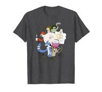Regular Show Regular Cast Camiseta, Hombre, Jaspeado Oscuro, 3XL