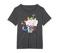 Regular Show Regular Cast Camiseta, Mujer Tallas Grandes, Jaspeado Oscuro, 6XL Grande