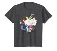 Regular Show Regular Cast Camiseta, Niños, Jaspeado Oscuro, 12 años
