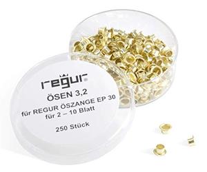 REGUR Ojales de 3,2 mm para EP 30 perforadora y ojales, 250 unidades para 2 - 10 hojas para contratos, presentar, reparar, manualidades, decoración.