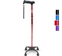 Rehand Bastón cuádruple, bastón con mango ergonómico Ever y elegante base de 4 puntas para mayor estabilidad, bastones ajustables para hombres y mujeres diestros o zurdos y personas mayores [rojo]