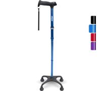 Rehand Bastón cuádruple, bastón con mango ergonómico y elegante base de 4 puntas para mayor estabilidad, bastones ajustables para hombres y mujeres diestros o zurdos y personas mayores [azul]