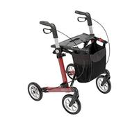 Rehasense Rollador ligero y plegable de aluminio, soporta hasta 150 kg, con bolsa de la compra extraíble, ayuda de inclinación, enrollador de aluminio plegable, tamaño L, color rojo vino