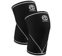 Rehband Classic V-Knee-Sleeve 7 mm para halterofilia, rodillera de powerlifting grado competición, manga de compresión para CrossFit, sentadillas y gimnasio, Color:Negro - 1 Par, Talla:XL