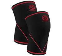 Rehband Classic V-Knee-Sleeve 7 mm para halterofilia, rodillera de powerlifting grado competición, manga de compresión para CrossFit, sentadillas y gimnasio, Color:Negro/Rojo - 1 Par, Talla:XL