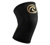 Rehband - Rodillera de neopreno de 5 mm para apoyar las rodillas, estabiliza articulaciones y músculos, ideal para el deporte y el culturismo, color: oro/negro, talla L
