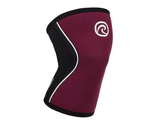 Rehband Rodillera deportiva y de entrenamiento de fuerza, para crossfit y entrenamiento pesado, 5 mm, neopreno, muchos colores y tamaños, unisex, color rojo vino, 1 pieza, talla L