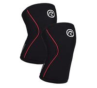Rehband Rodillera para entrenamiento de fuerza & fitness - rodillera de neopreno de 7 mm, flexible & antideslizante, knee sleeve para hombres & mujeres, Color:Negro/Rojo - 1 Par, Talla:L