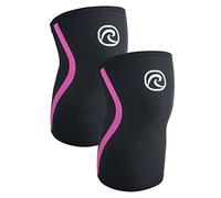 Rehband Rodillera para entrenamiento de fuerza & fitness - rodillera de neopreno de 7 mm, flexible & antideslizante, knee sleeve para hombres & mujeres, Color:Negro/Rosa - 1 Par, Talla:S